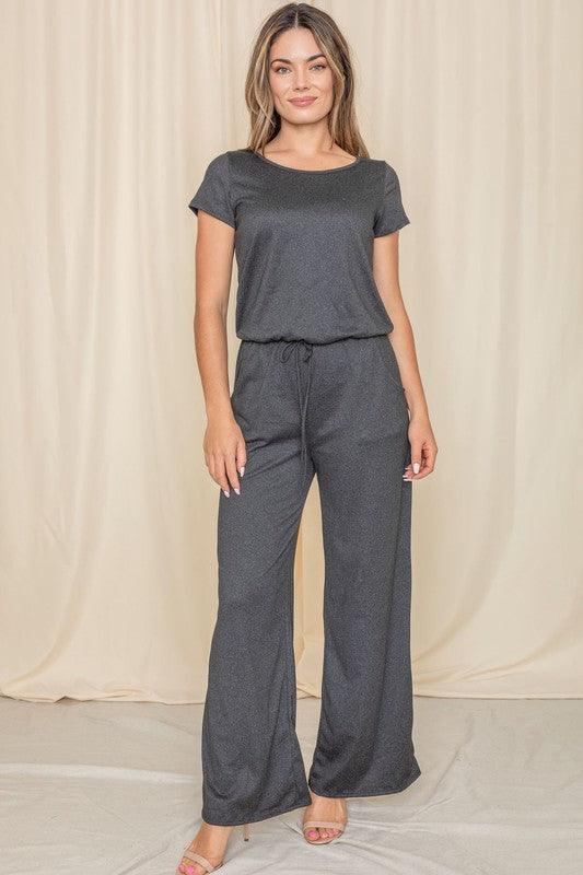 Short Sleeve Jumpsuit W/Pocket - Lucianne Boutique