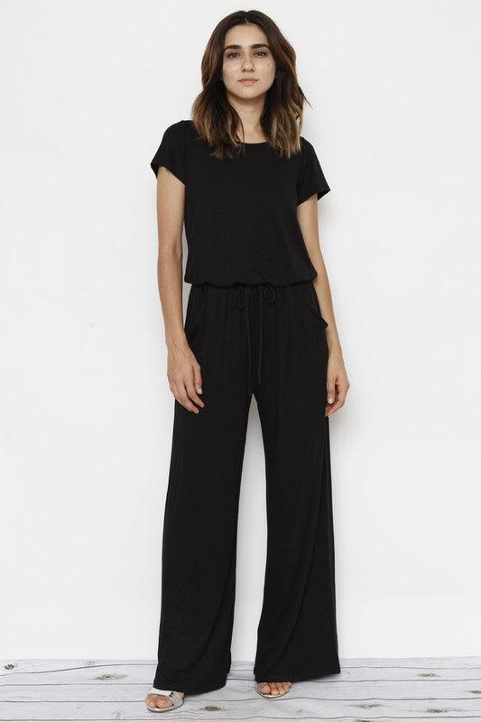 Short Sleeve Jumpsuit W/Pocket - Lucianne Boutique