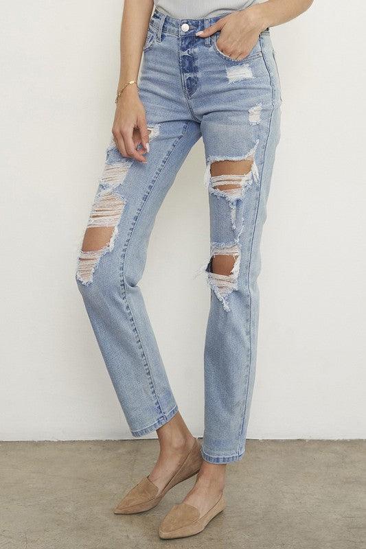 Ripped Boyfriend Jeans - Lucianne Boutique