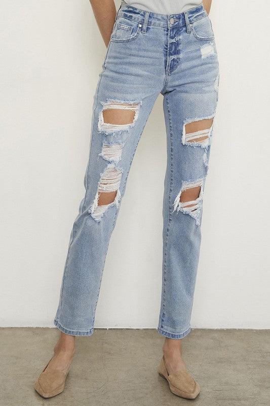 Ripped Boyfriend Jeans - Lucianne Boutique