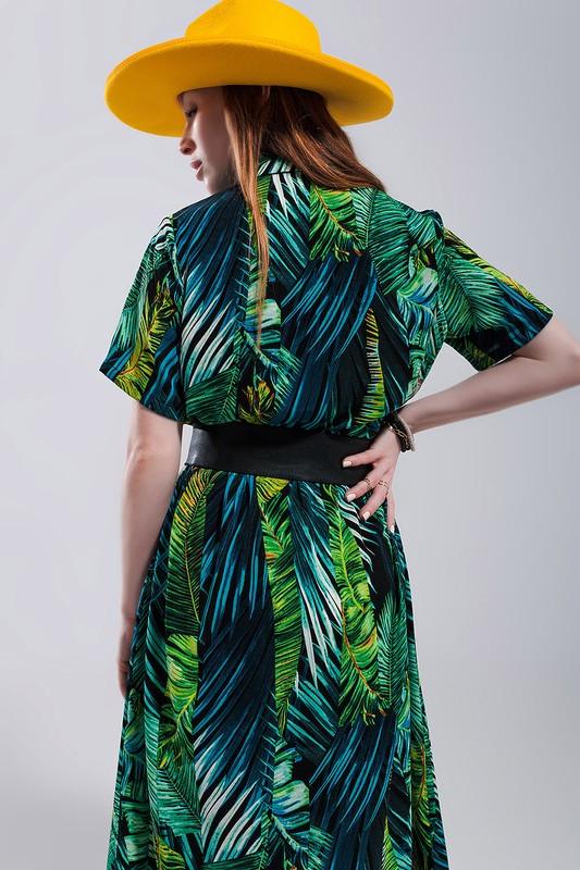 MAXI SHIRT DRESS IN TROPICAL PRINT - Lucianne Boutique