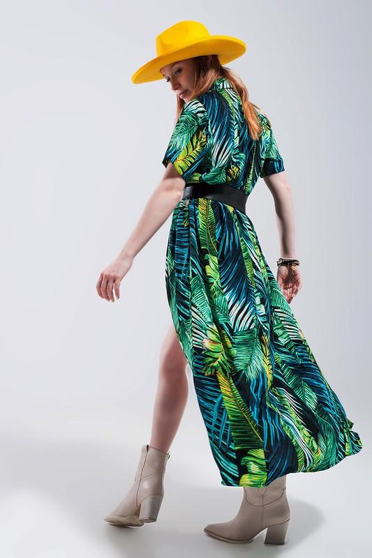 MAXI SHIRT DRESS IN TROPICAL PRINT - Lucianne Boutique