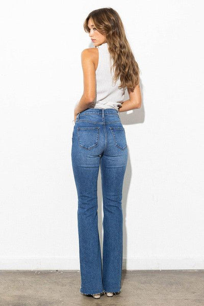 HIGH WAISTED DISTRESSED BOOTCUT