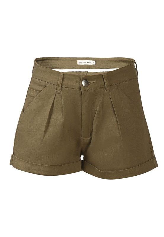 Pleated Flap Pocket Shorts