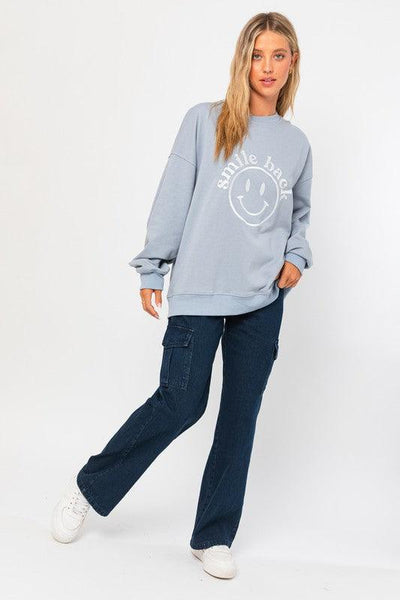 LETTER EMBROIDERY OVERSIZED SWEAT SHIRT