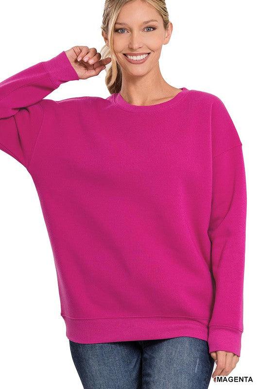 DROP SHOULDER ROUND NECK SWEATSHIRTS - Lucianne Boutique