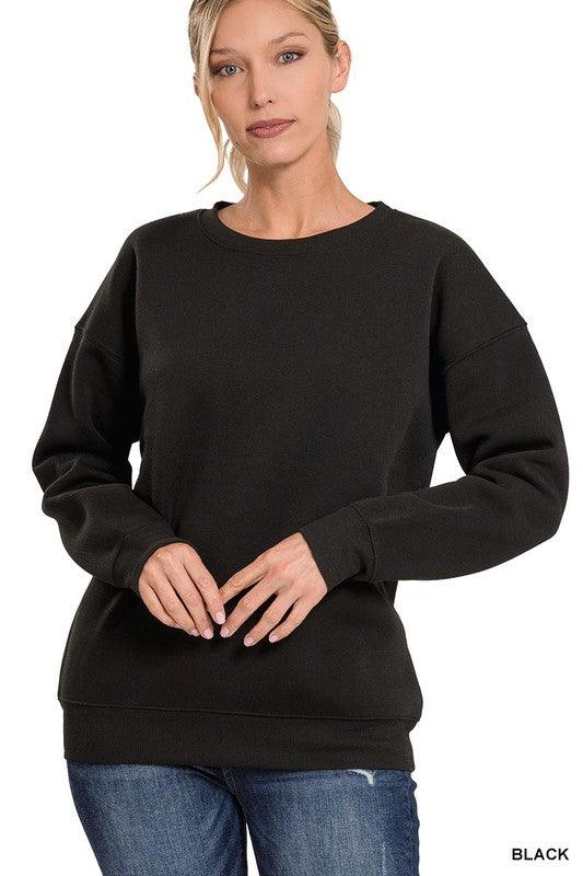 DROP SHOULDER ROUND NECK SWEATSHIRTS - Lucianne Boutique