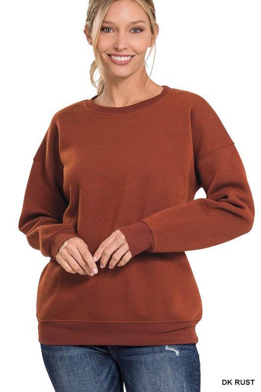 DROP SHOULDER ROUND NECK SWEATSHIRTS - Lucianne Boutique