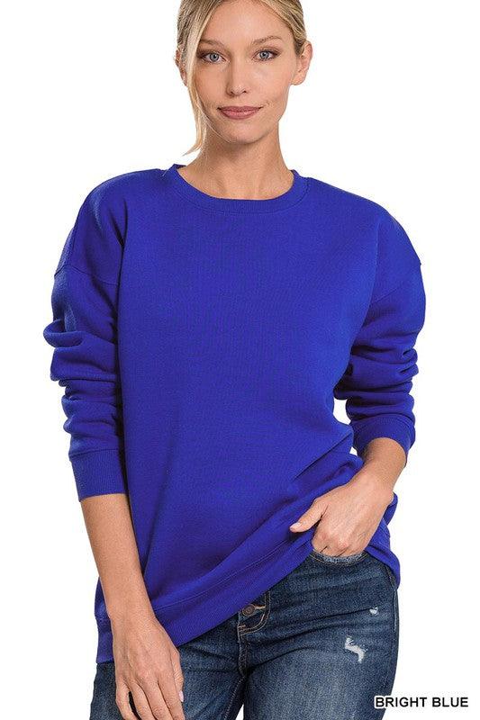 DROP SHOULDER ROUND NECK SWEATSHIRTS - Lucianne Boutique