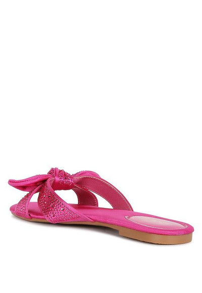 Fleurette Fushia Bow Flat Sandals