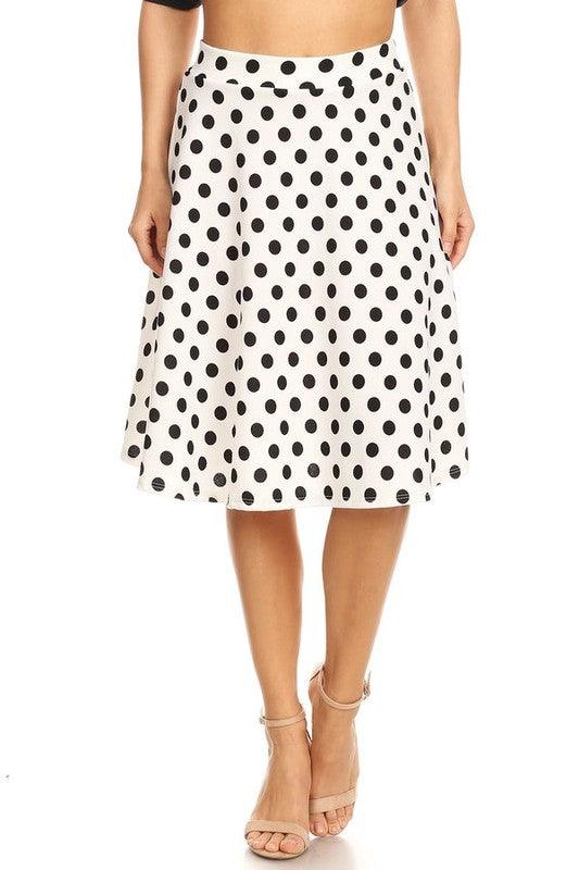 Polka dot print, knee length skirt - Lucianne Boutique