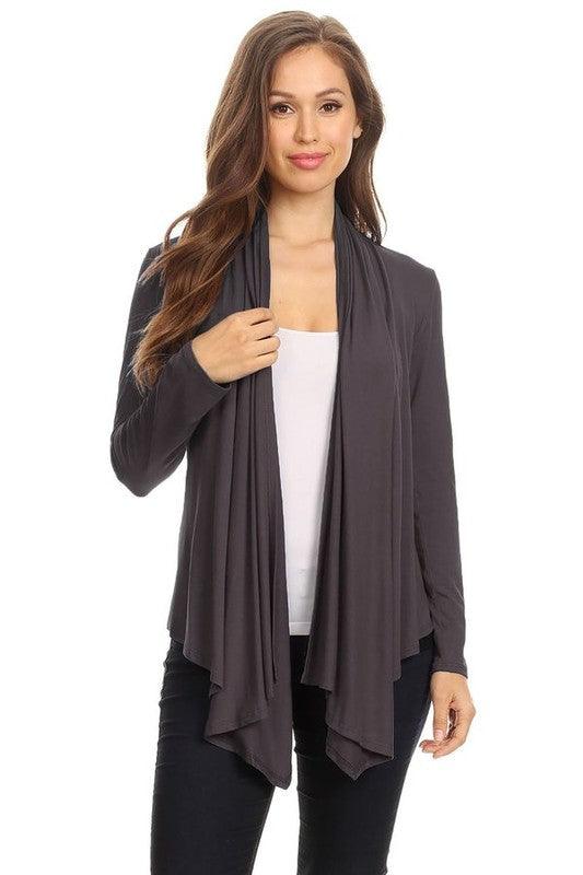 Solid Waist length cardigan in a loose fit - Lucianne Boutique