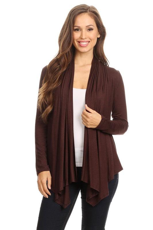 Solid Waist length cardigan in a loose fit - Lucianne Boutique
