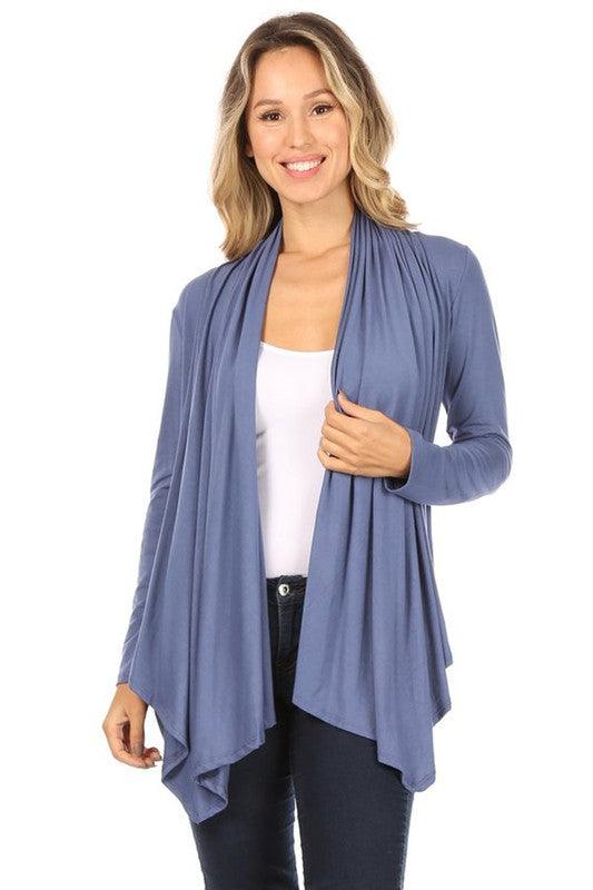 Solid Waist length cardigan in a loose fit - Lucianne Boutique