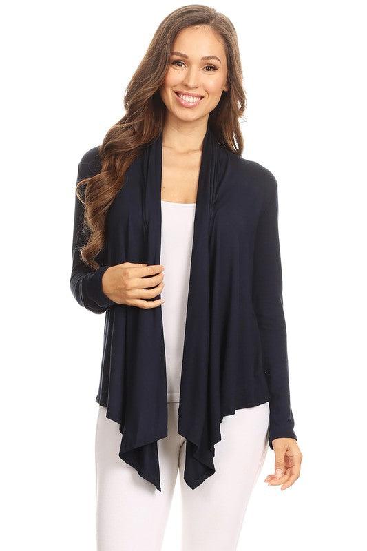 Solid Waist length cardigan in a loose fit - Lucianne Boutique