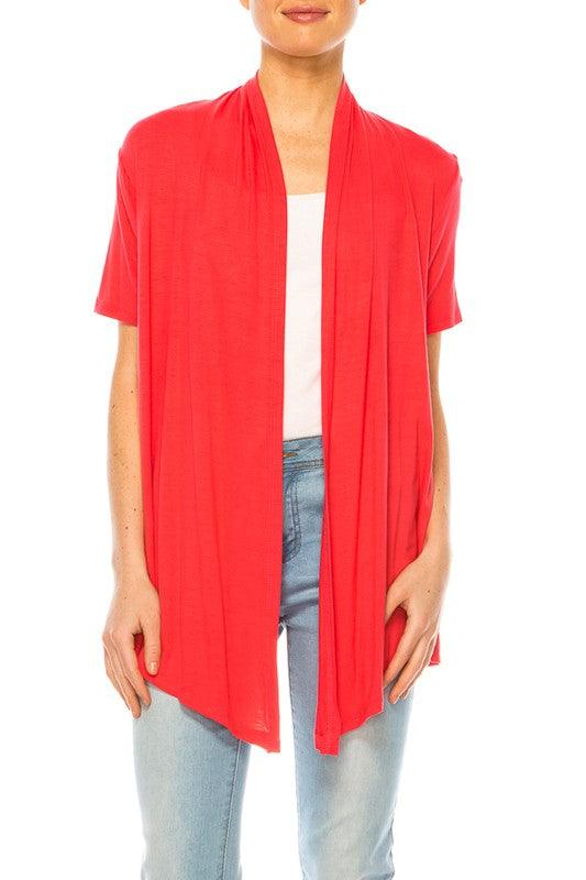 Solid, relax fit cardigan with an open front - Lucianne Boutique