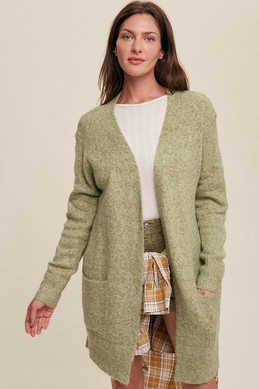 Two Pocket Open-Front Long Knit Cardigan - Lucianne Boutique