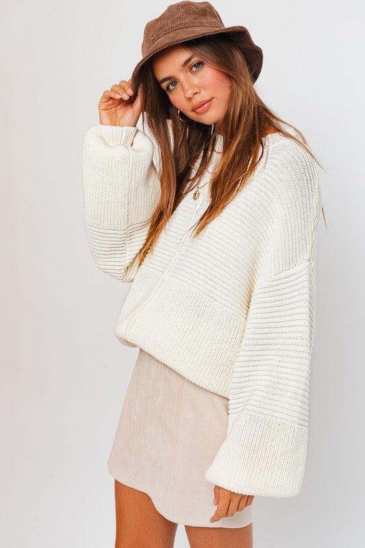 Ribbed Knitted Sweater - Lucianne Boutique