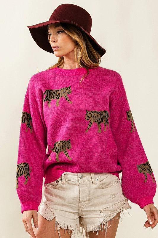 Tiger Pattern Sweater - Lucianne Boutique