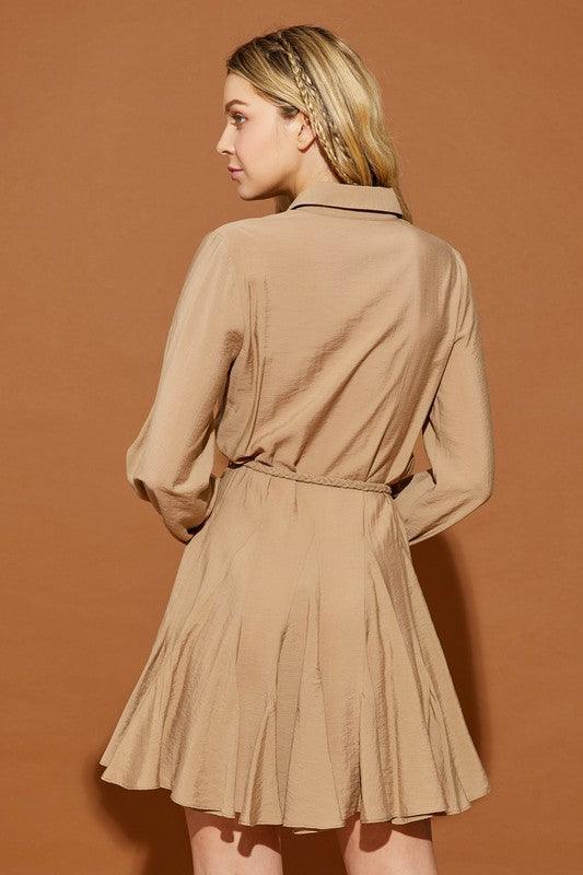 TWISTED BELT SHIRT DRESS - Lucianne Boutique