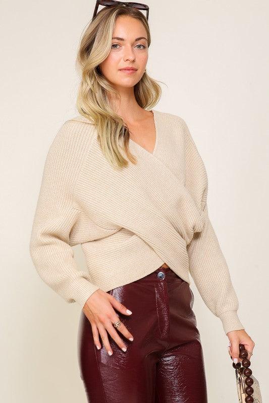 Cross Over Front Sweater - Lucianne Boutique
