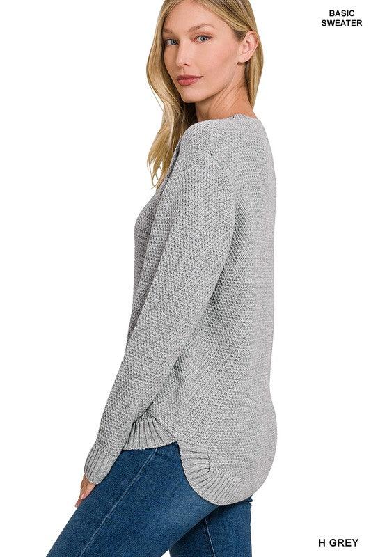 ROUND NECK BASIC SWEATER - Lucianne Boutique