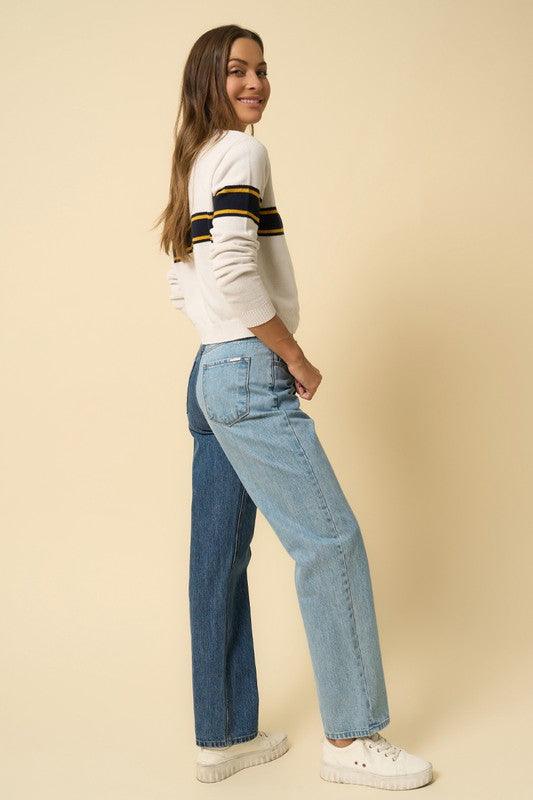 High Waist Crossover Straight Jeans - Lucianne Boutique