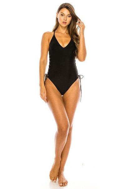 Classic baywatch style one piece with crossed back