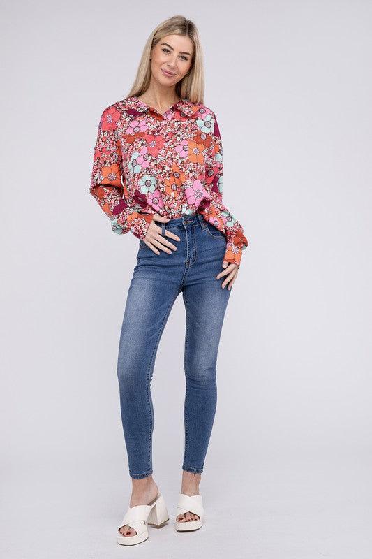 Floral Printed Long Sleeve Shirt - Lucianne Boutique