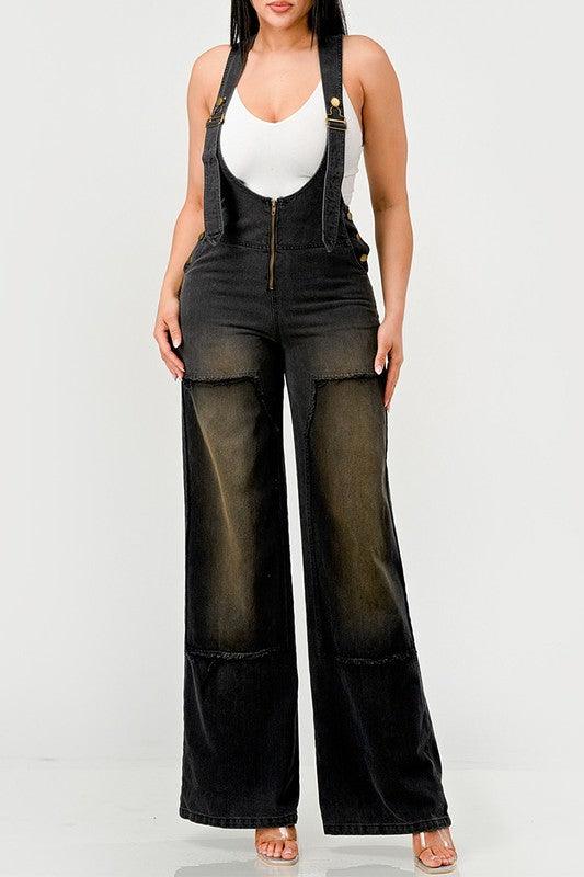 Urban Noir Denim Overalls Black Jumpsuit - Lucianne Boutique