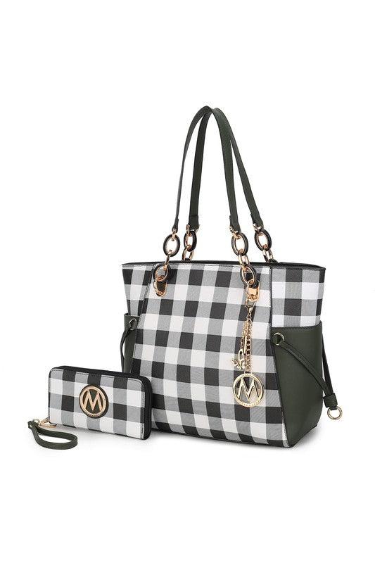 MKF Yale Checkered Tote Bag with Wallet by Mia K - Lucianne Boutique