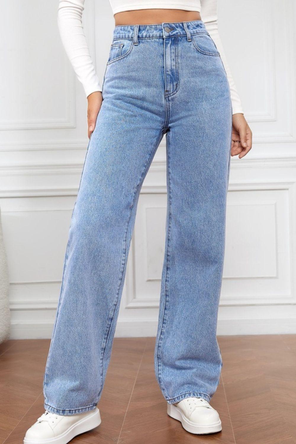 High Waist Straight Jeans - Lucianne Boutique