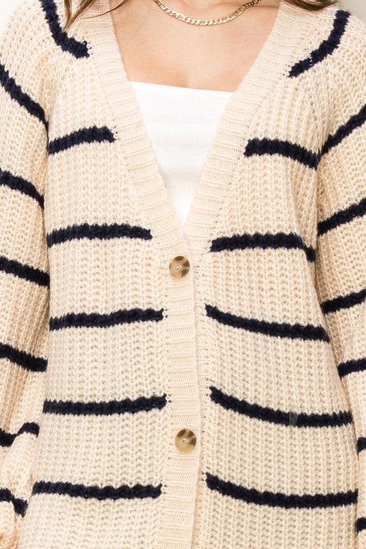 Made for Style Oversized Striped Sweater Cardigan - Lucianne Boutique