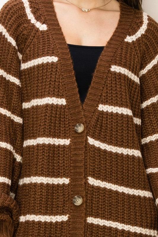 Made for Style Oversized Striped Sweater Cardigan - Lucianne Boutique