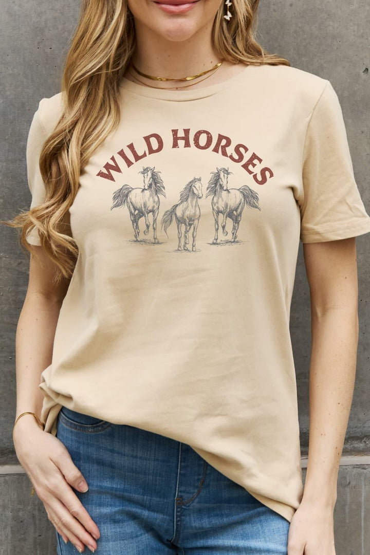 Simply Love WILD HORSES Graphic Cotton T-Shirt - Lucianne Boutique