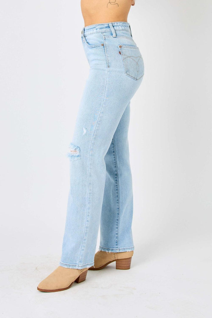Judy Blue Full Size High Waist Distressed Straight Jeans - Lucianne Boutique