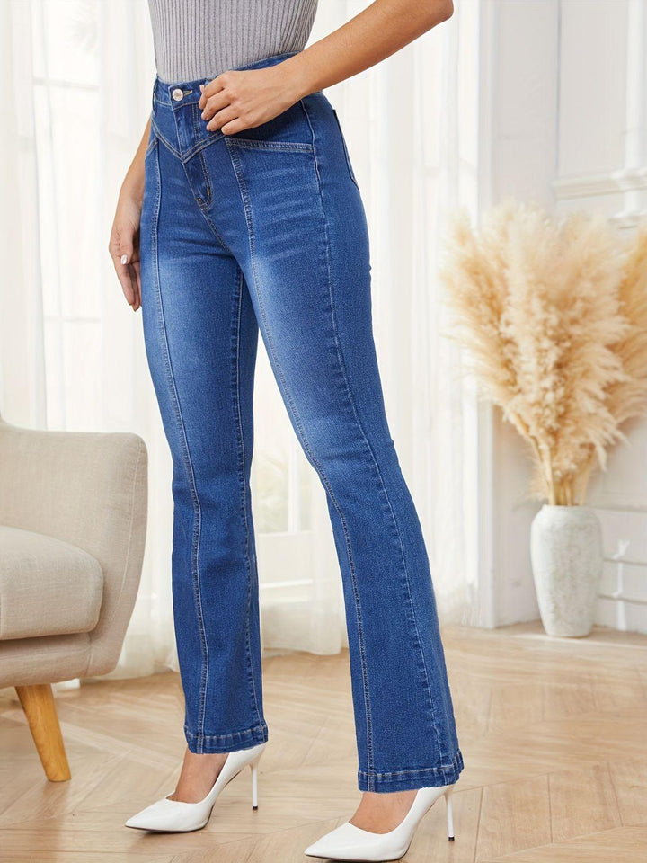 High Waist Bootcut Jeans with Pockets - Lucianne Boutique