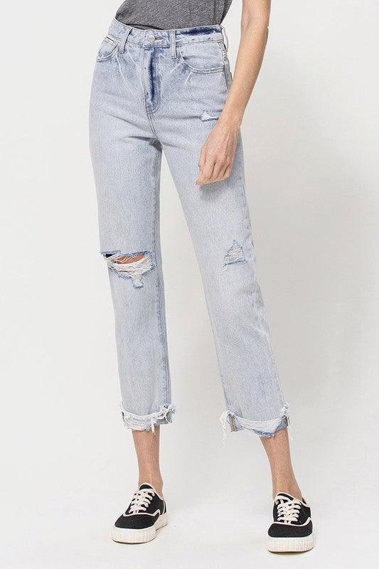 SUPER HIGH RELAXED CUFFED STRAIGHT JEAN - Lucianne Boutique