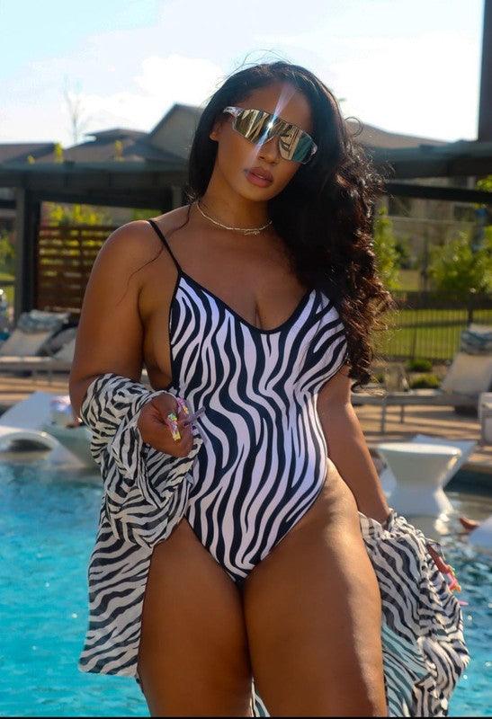 ONE-PIECE ZEBRA PRINT BATHING SUIT - Lucianne Boutique