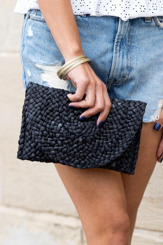 Fold Over Straw Clutch - Lucianne Boutique