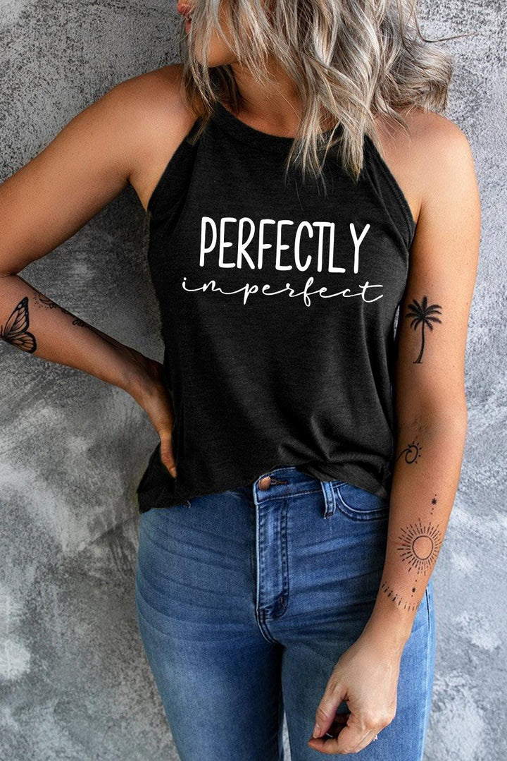 Letter Graphic Grecian Neck Tank - Lucianne Boutique