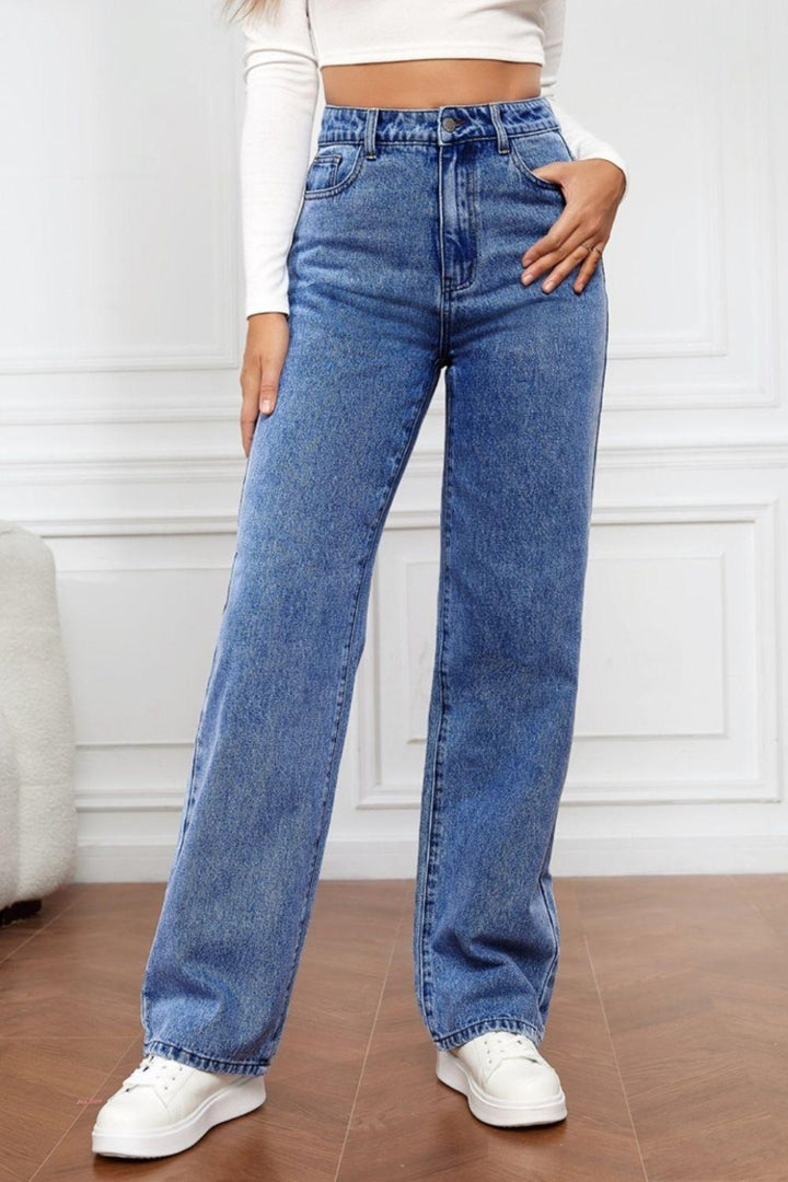 High Waist Straight Jeans - Lucianne Boutique