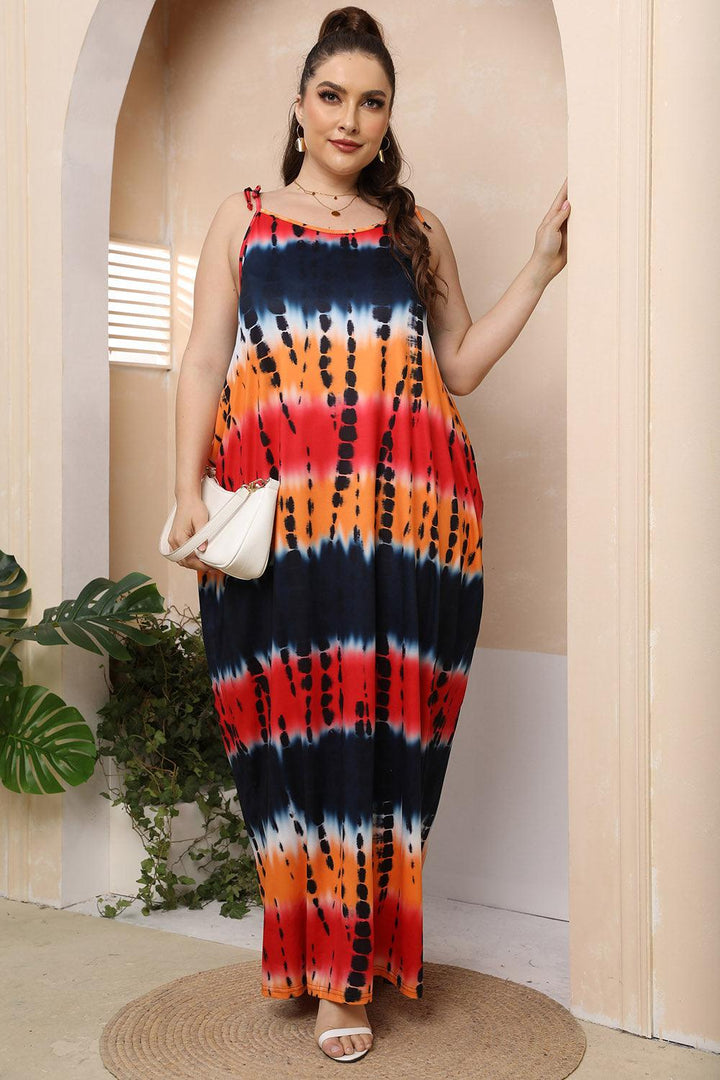 Plus Size Tie-Shoulder Maxi Dress - Lucianne Boutique