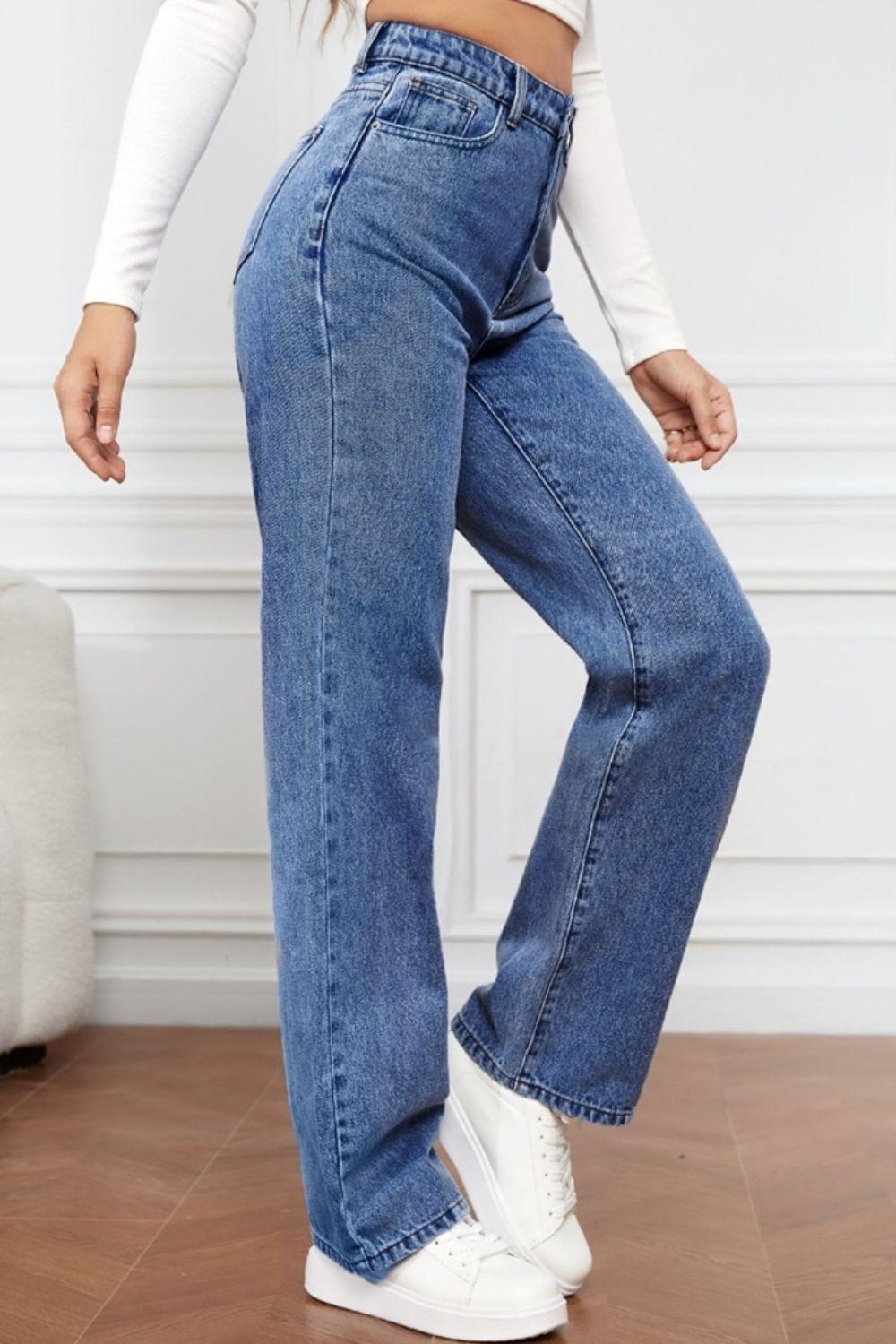 High Waist Straight Jeans - Lucianne Boutique