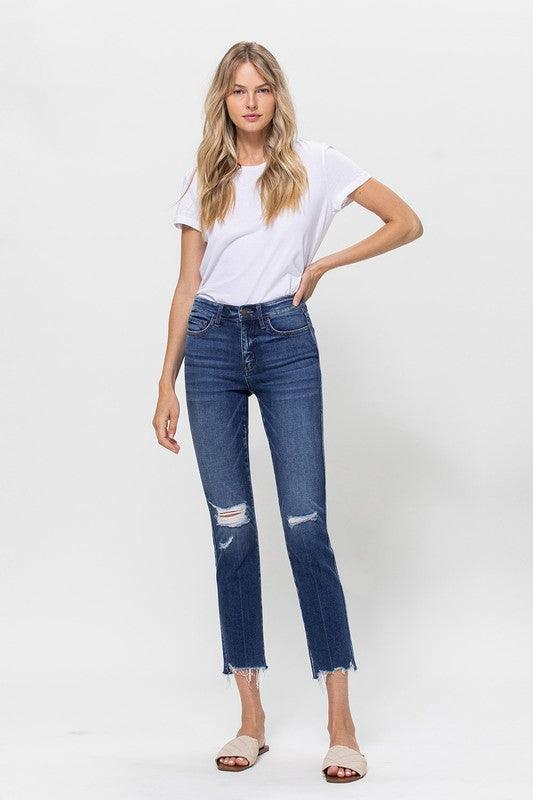 MID RISE CROP SLIM STRAIGHT MEDIUM - Lucianne Boutique