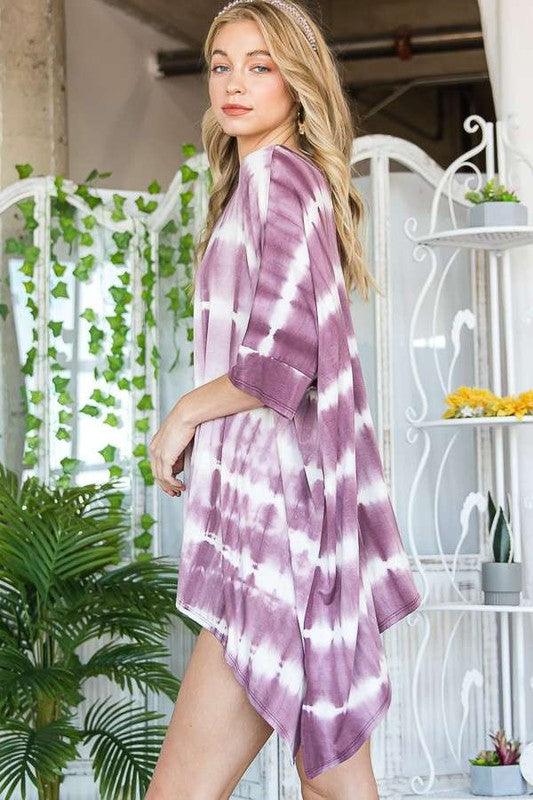 STRIPED TIE DYE ROUND NECK TUNIC - Lucianne Boutique