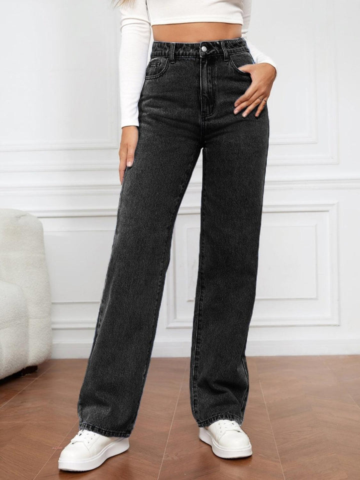 High Waist Straight Jeans - Lucianne Boutique