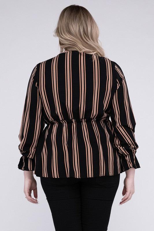 Striped Top With Ruffled Hem - Lucianne Boutique