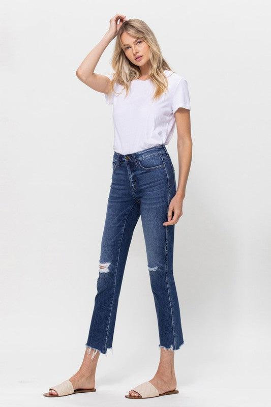 MID RISE CROP SLIM STRAIGHT MEDIUM - Lucianne Boutique