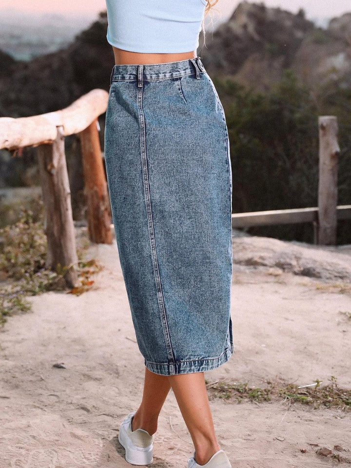 Button Down Denim Skirt - Lucianne Boutique